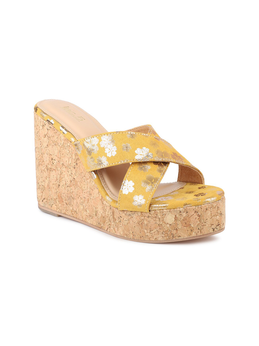 

Inc 5 Mustard Printed Wedge Heels