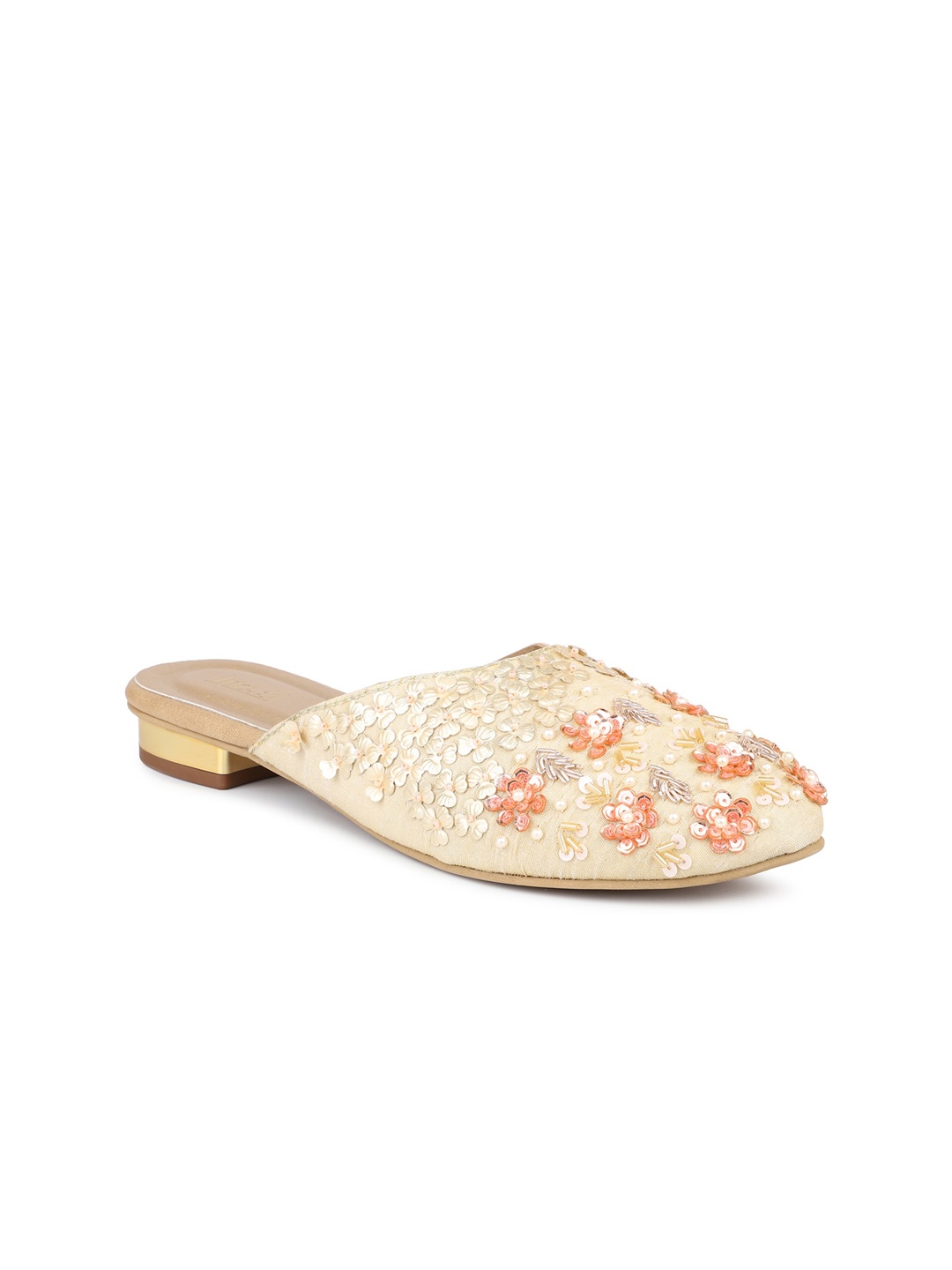 

Inc 5 Gold-Toned Ethnic Block Mules