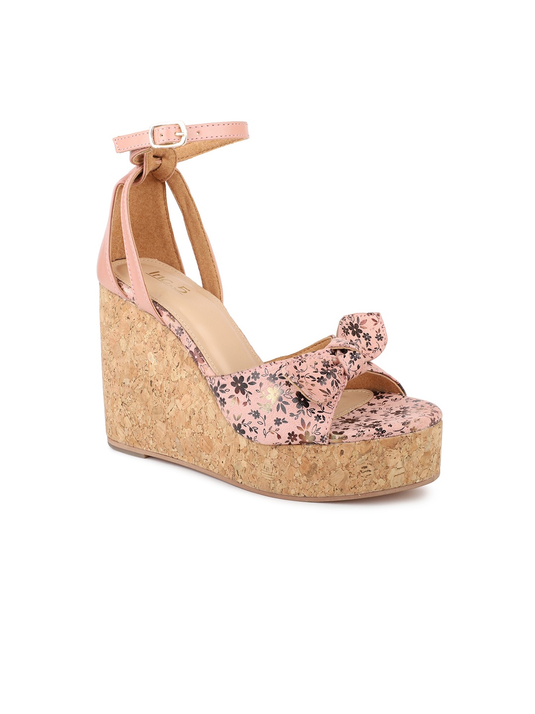 

Inc 5 Peach-Coloured Printed Wedge Heels