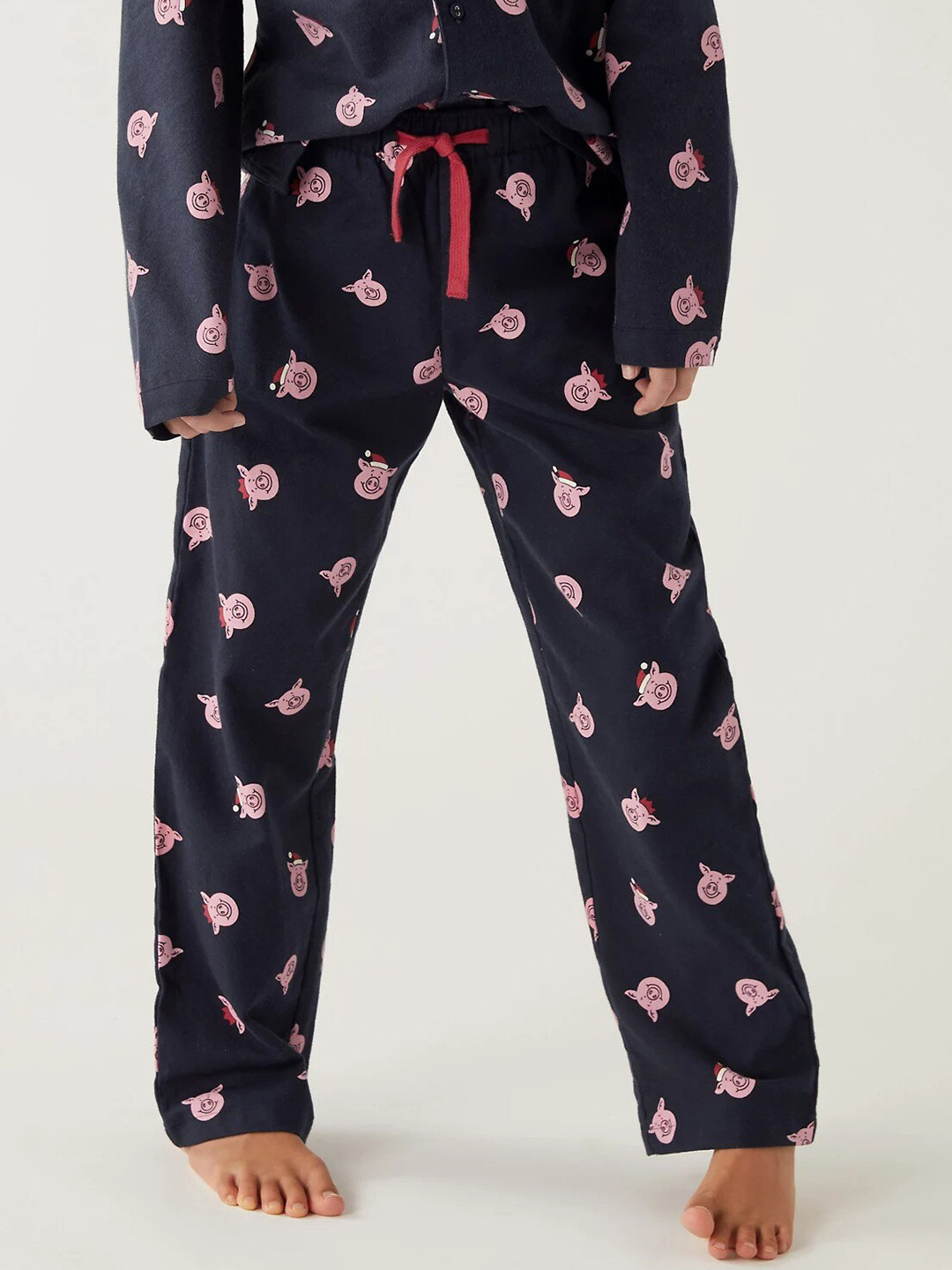 

Marks & Spencer Girl Navy Blue & Pink Printed Night suit
