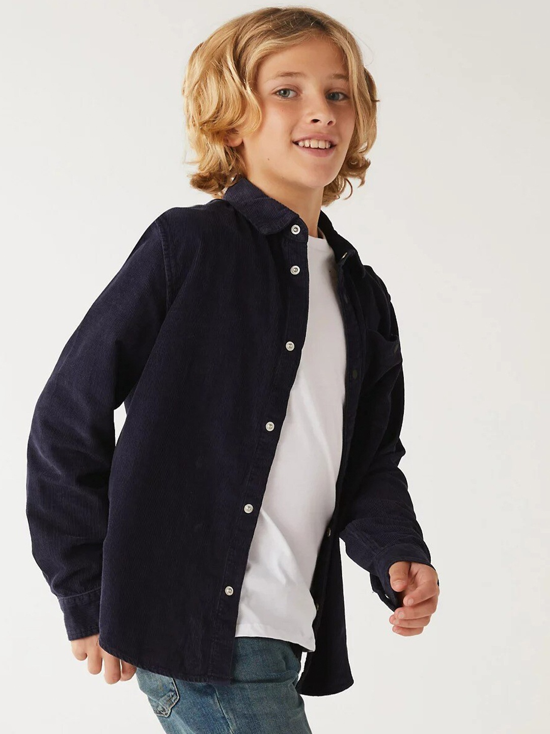 

Marks & Spencer Boys Navy Blue Cotton Casual Shirt