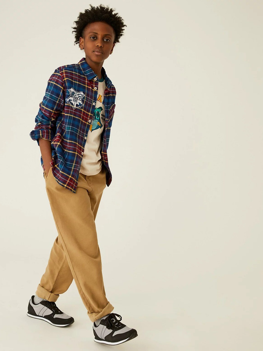 

Marks & Spencer Boys Tartan Checked Casual Cotton Shirt, Blue