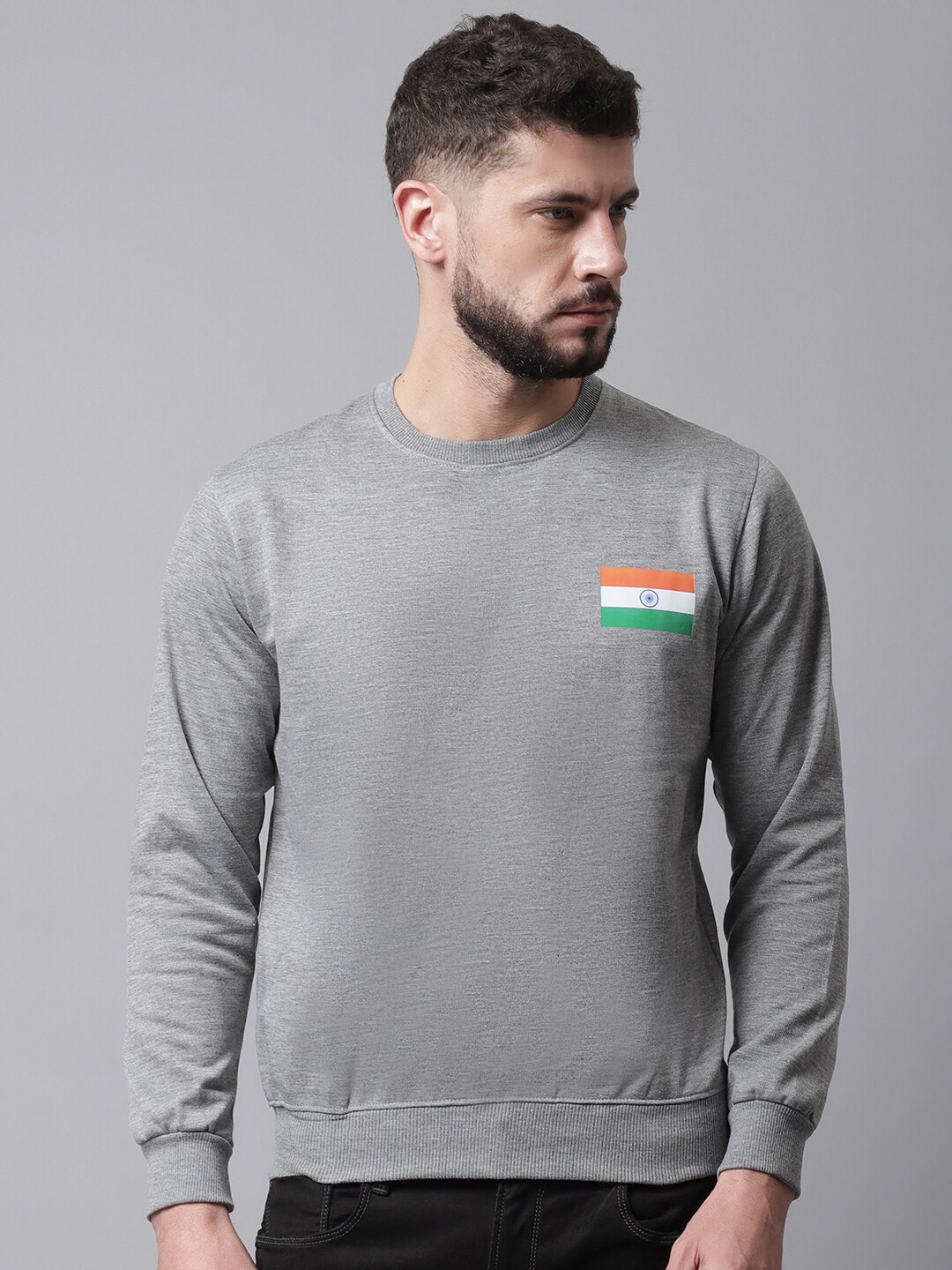 

Obaan Round Neck Casual Sweatshirt, Grey