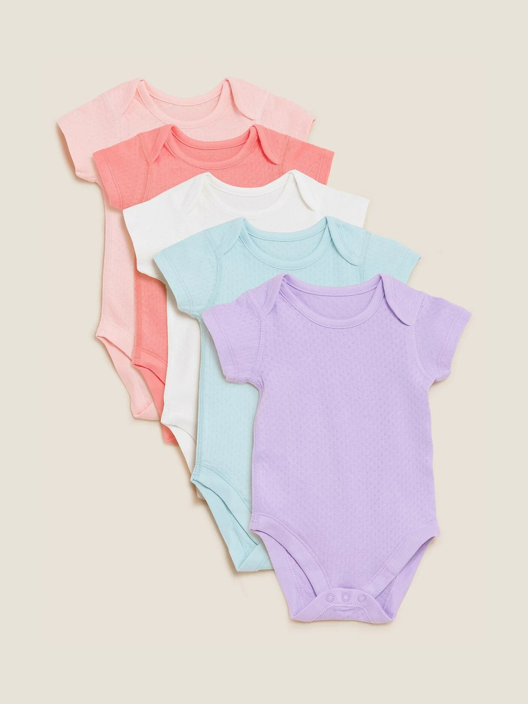 

Marks & Spencer Girls Pack of 5 Solid Cotton Sleepsuit, Purple