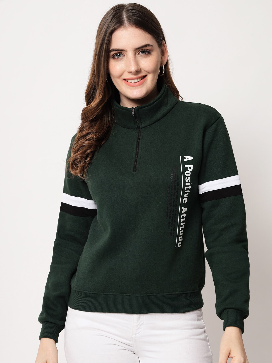 

Viral trend Women Olive Green Printed Cotton Sweatshirt