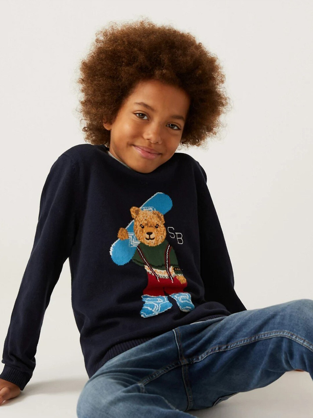 

Marks & Spencer Boys Navy Blue Cotton Printed Sweatshirt