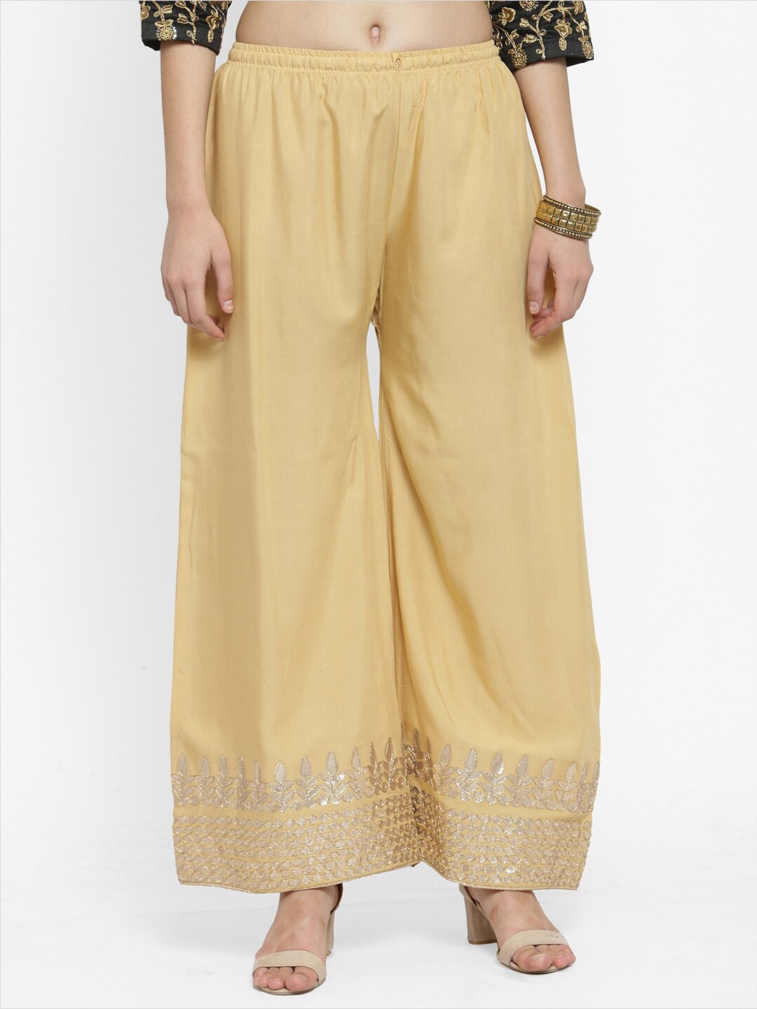 

Clora Creation Women Beige & Silver-Toned Palazzos