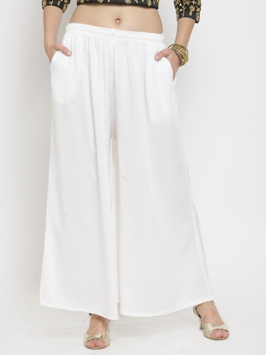 

Clora Creation Women Off White Solid Ethnic Palazzos