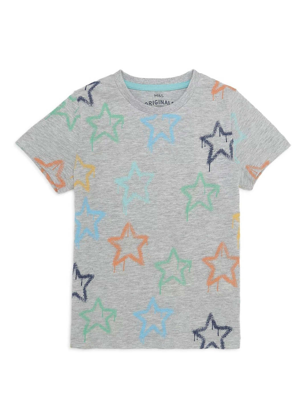 

Marks & Spencer Boys Grey Geometric Printed Round Neck Cotton T-shirt
