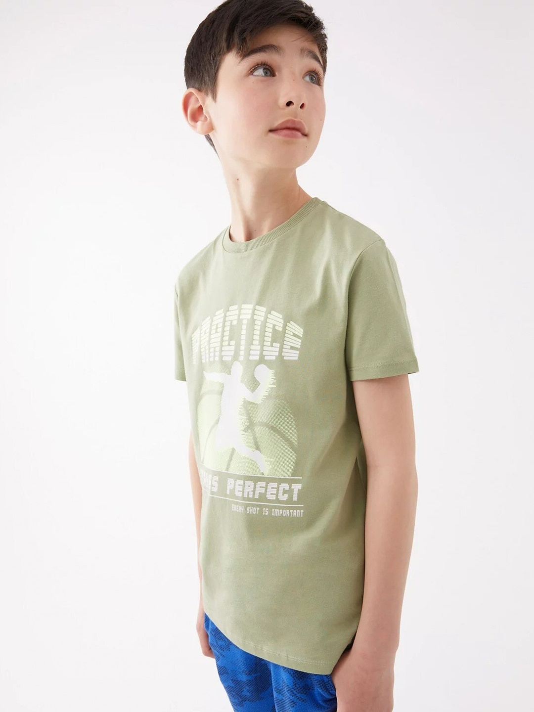 

Marks & Spencer Boys Green Sports Printed Round Neck Cotton T-shirt