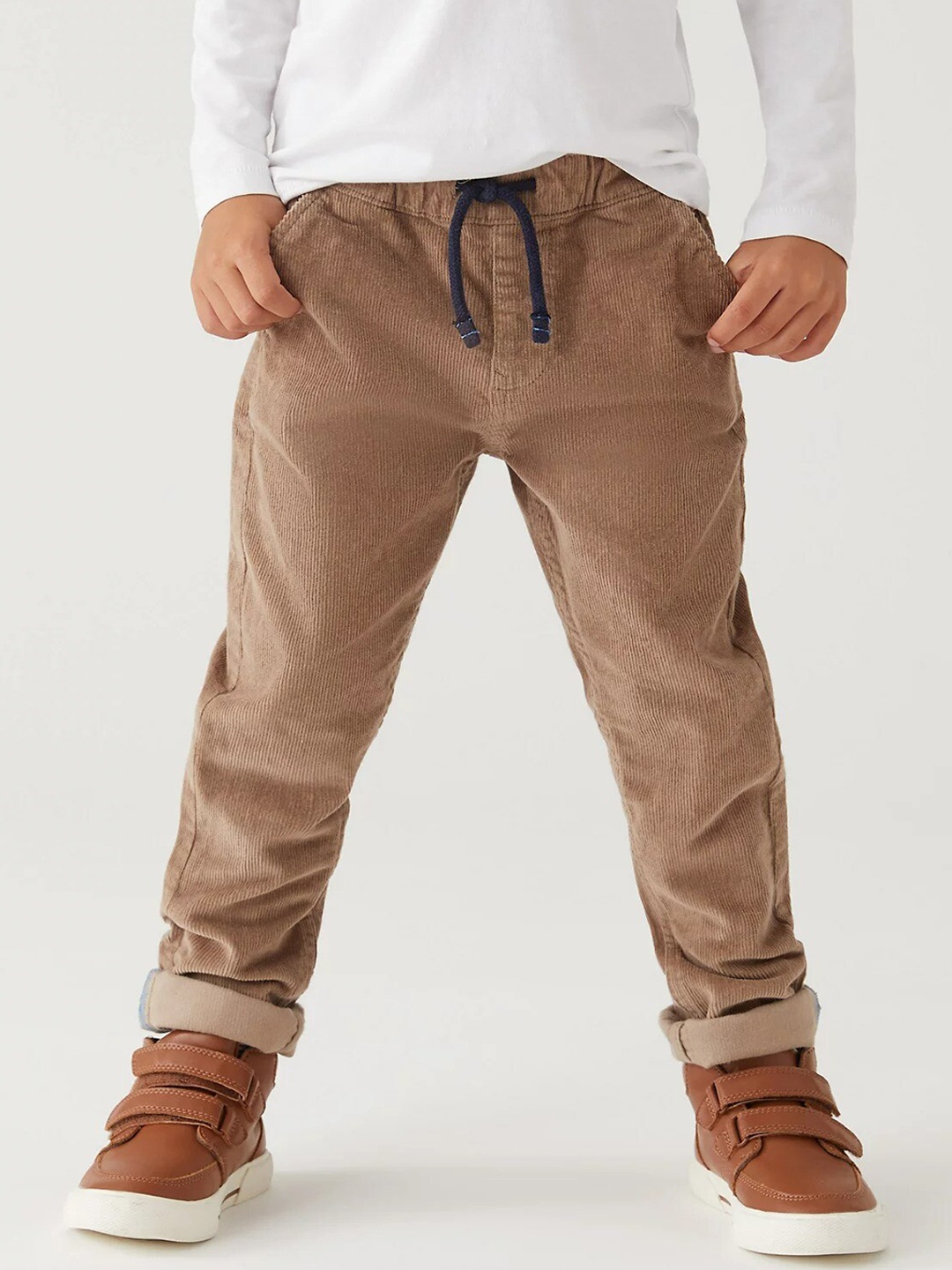 

Marks & Spencer Boys Brown Cotton High-Rise Joggers Trousers
