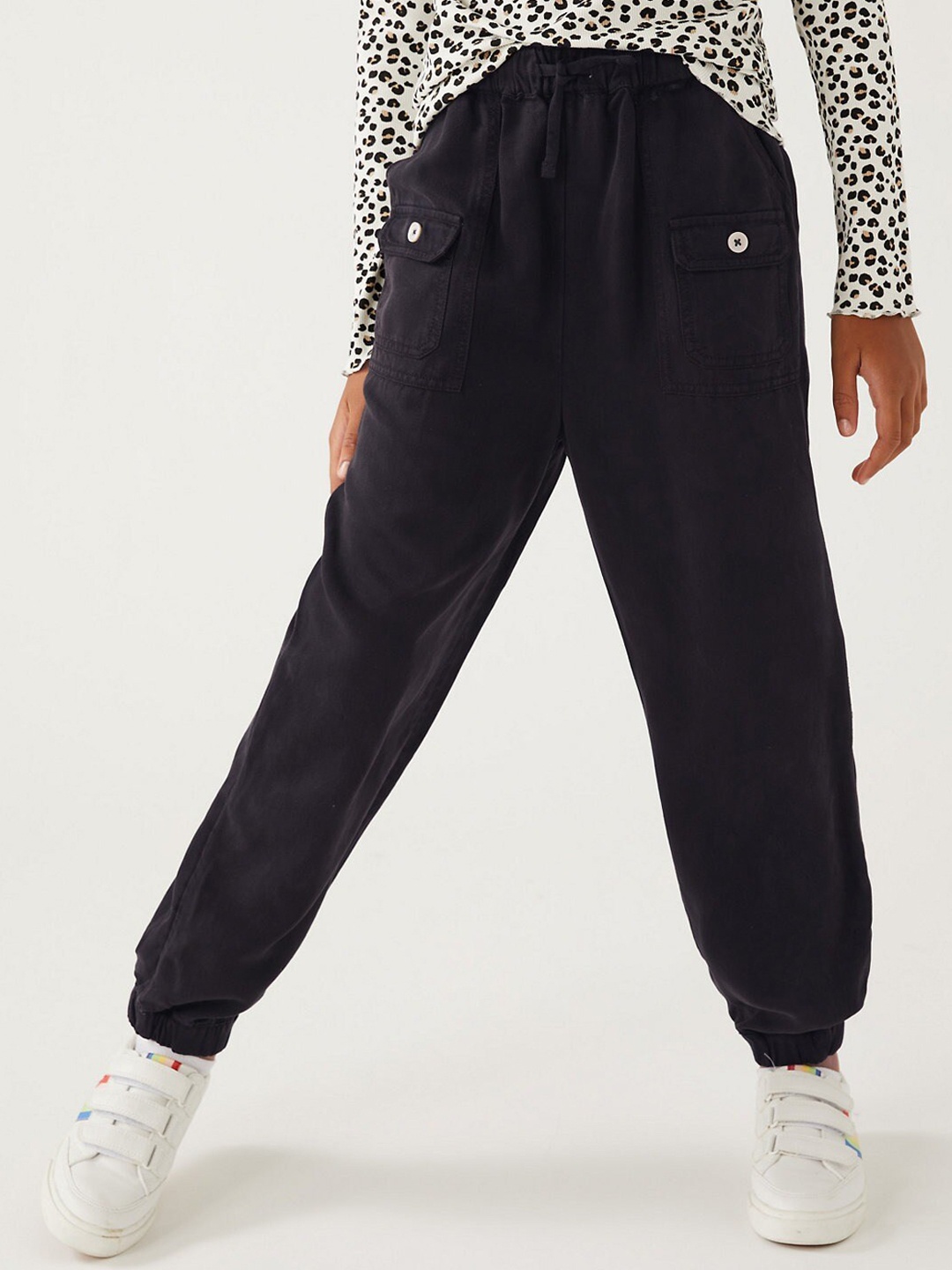 

Marks & Spencer Girls Black High-Rise Joggers Trousers