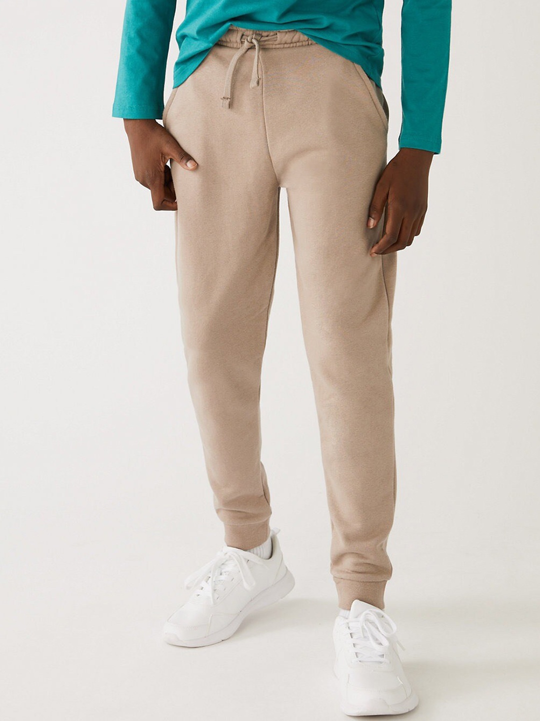 

Marks & Spencer Boys Brown Cotton High-Rise Joggers Trousers