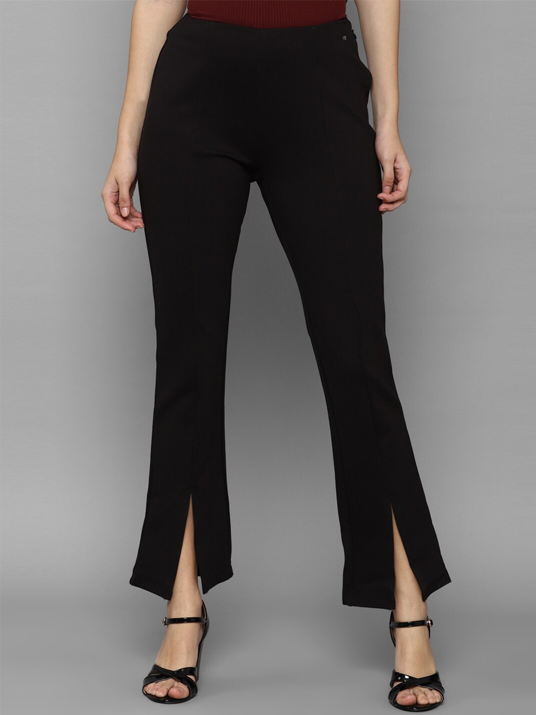 

Allen Solly Woman Women Black Solid Slit Trouser