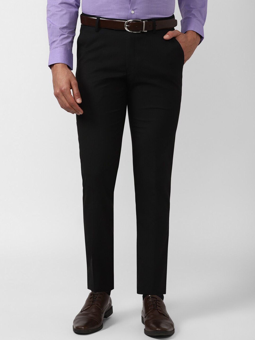

Peter England Men Black Slim Fit Formal Trousers