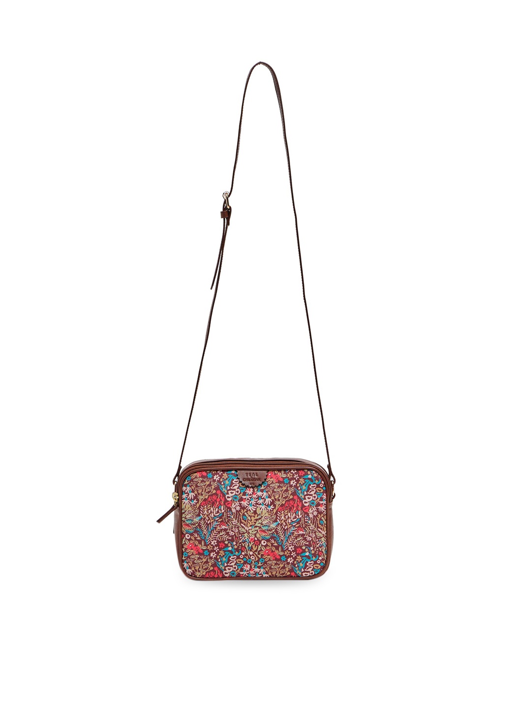 

Chumbak Brown Floral Printed Structured Sling Bag