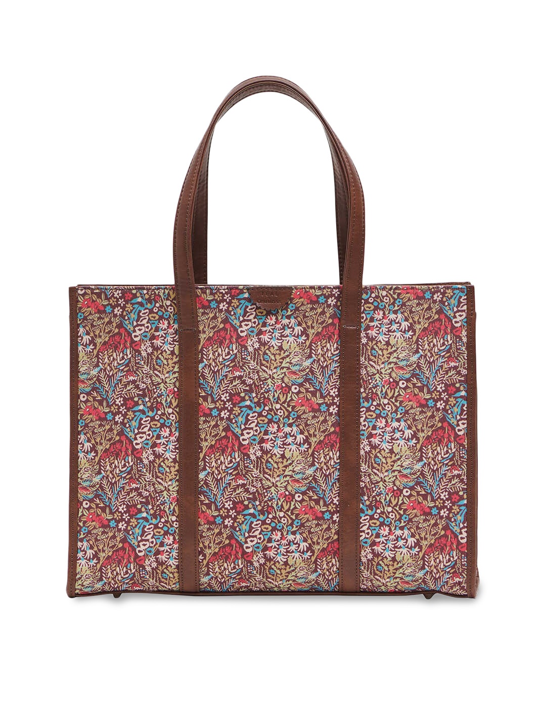 

Chumbak Brown Floral Printed Oversized Shopper Handheld Bag