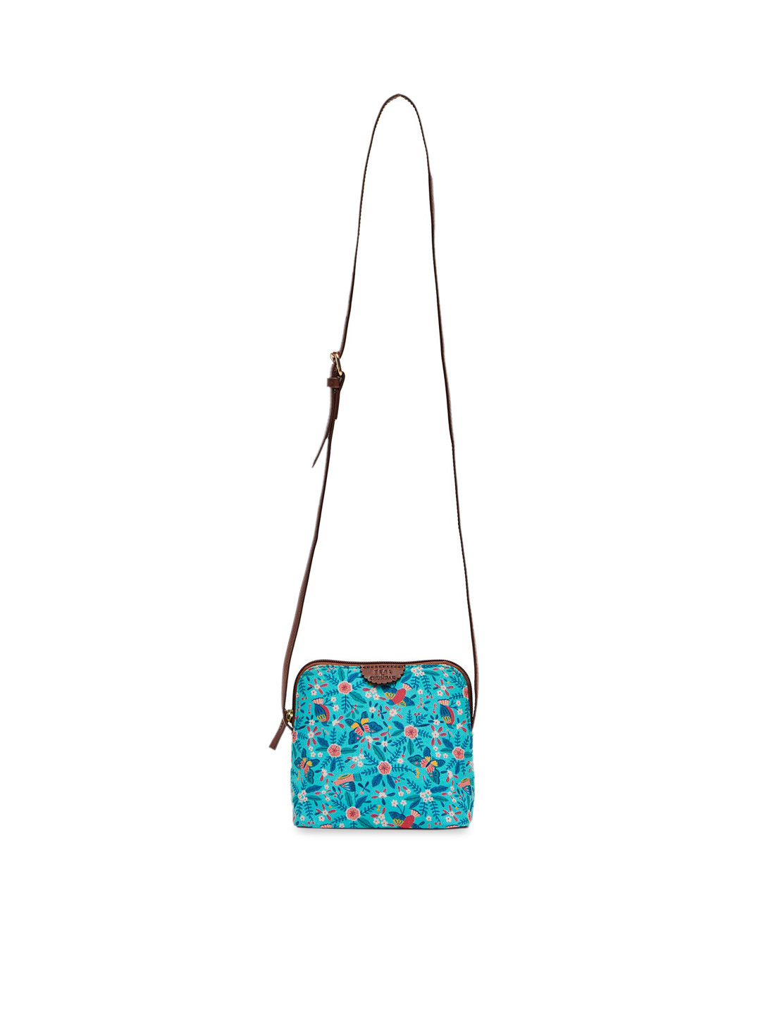 

Chumbak Teal Floral Printed Swagger Sling Bag