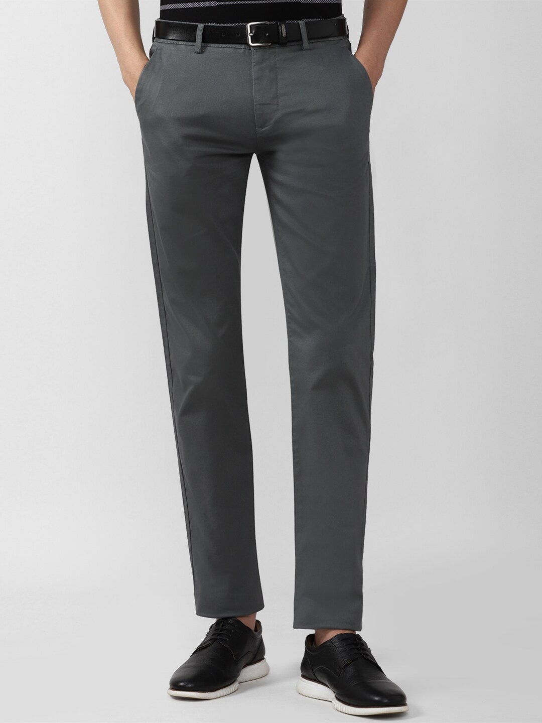 

Peter England Casuals Men Grey Slim Fit Trousers