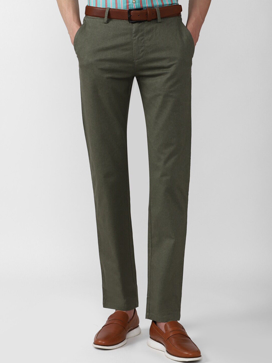 

Peter England Casuals Men Green Slim Fit Trousers