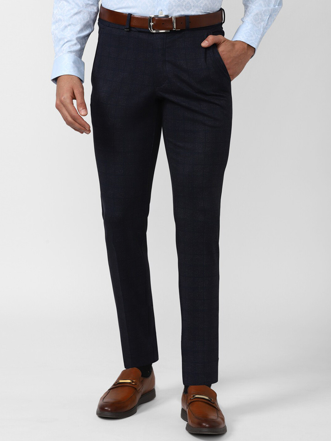 

Van Heusen Men Navy Blue Slim Fit Trousers