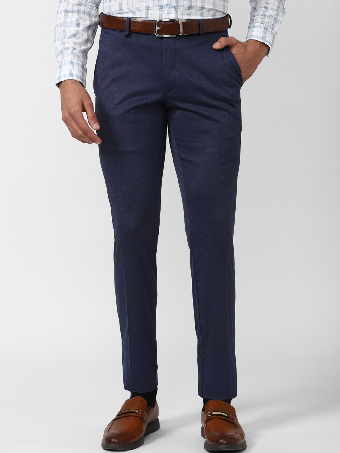 

Van Heusen Men Navy Blue Slim Fit Trousers