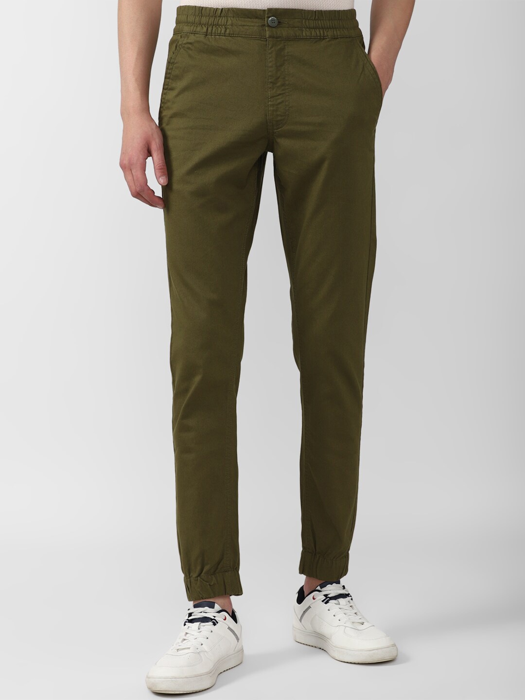 

Van Heusen Sport Men Olive Green Solid Trousers