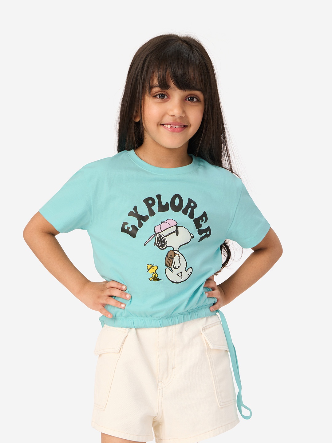 

The Souled Store Girls Blue Typography Printed T-shirt