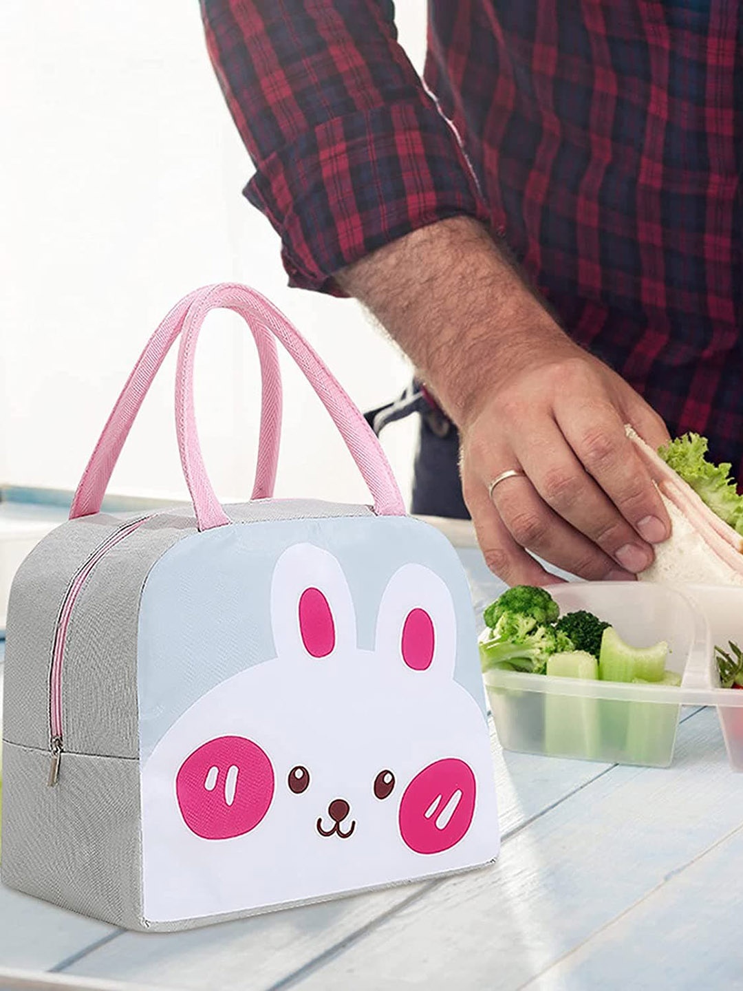 

HOUSE OF QUIRK Grey Printed Insulated Reusable Lunch Bag