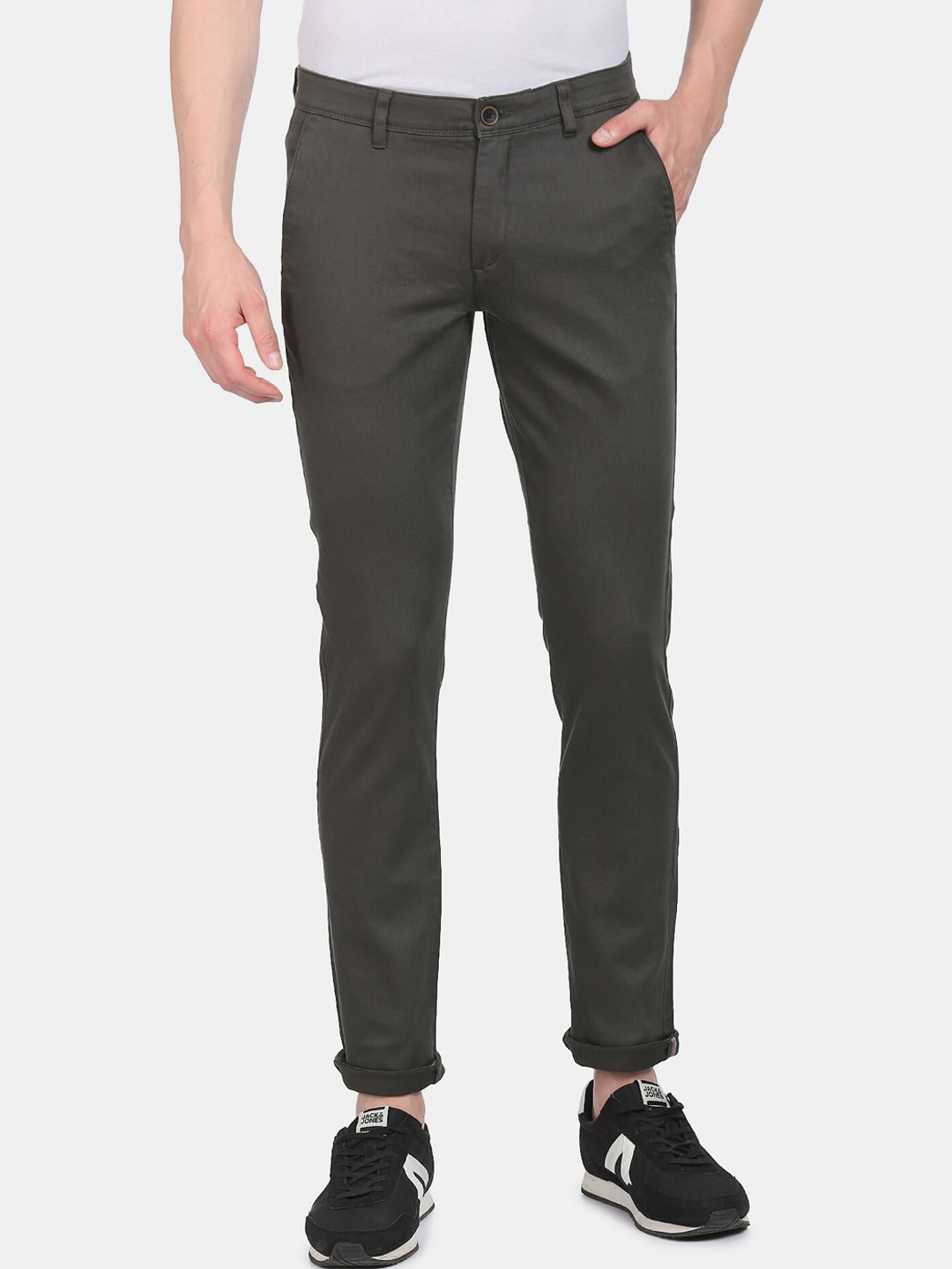 

AD By Arvind Men Grey Slim Fit Chinos Trousers