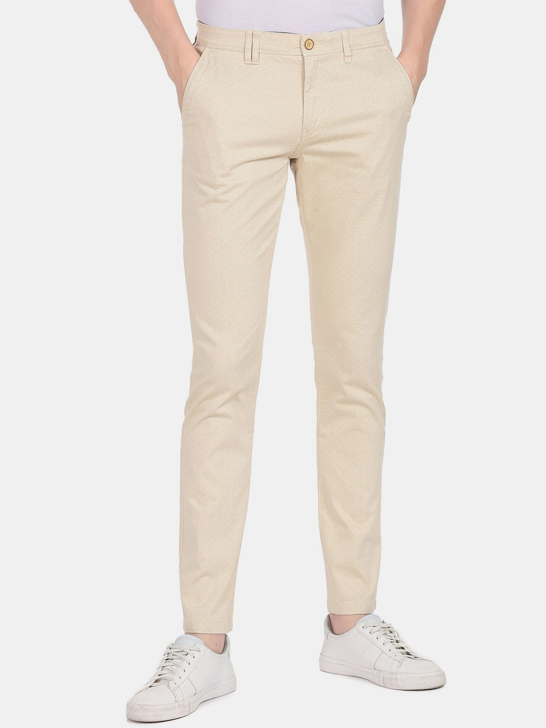 

AD By Arvind Men Beige Slim Fit Chinos Trousers