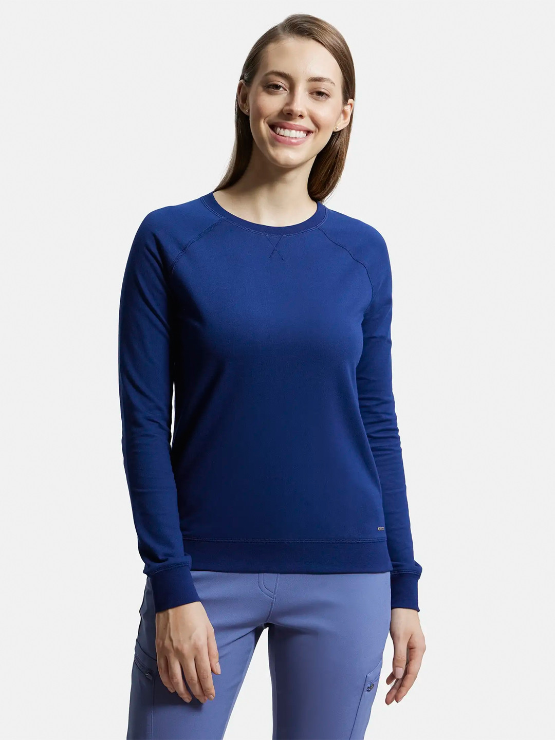 

Jockey Super Combed Cotton Rich French Terry Sweatshirt with Raglan Sleeve Styling-AW67, Blue