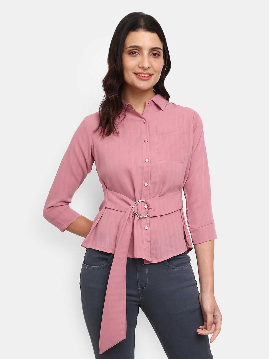 

V-Mart Women Pink Cotton Casual Shirt