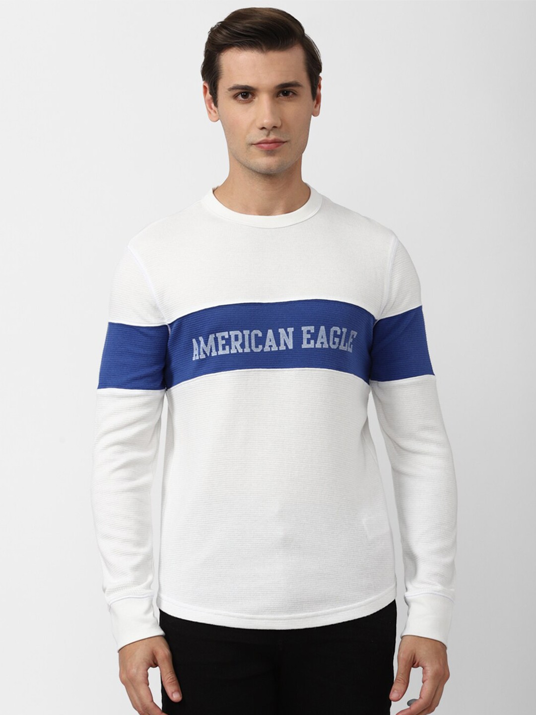 

AMERICAN EAGLE OUTFITTERS Men White Typography Printed Cotton T-shirt