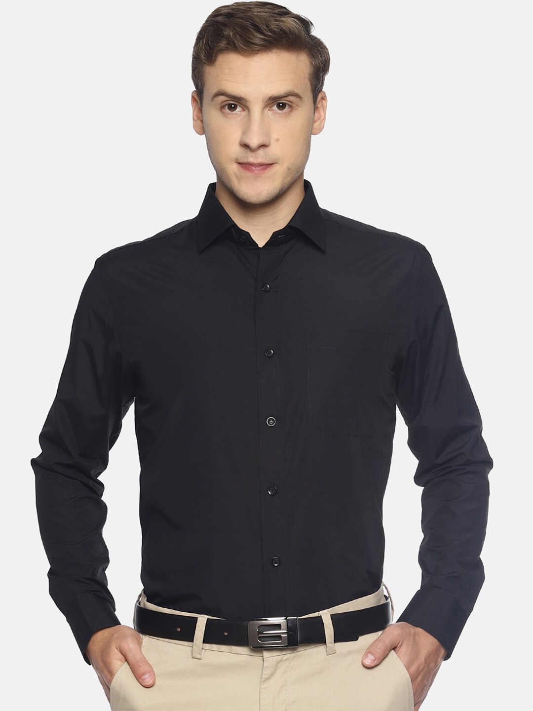 

OBOW Men Black Classic Formal Shirt