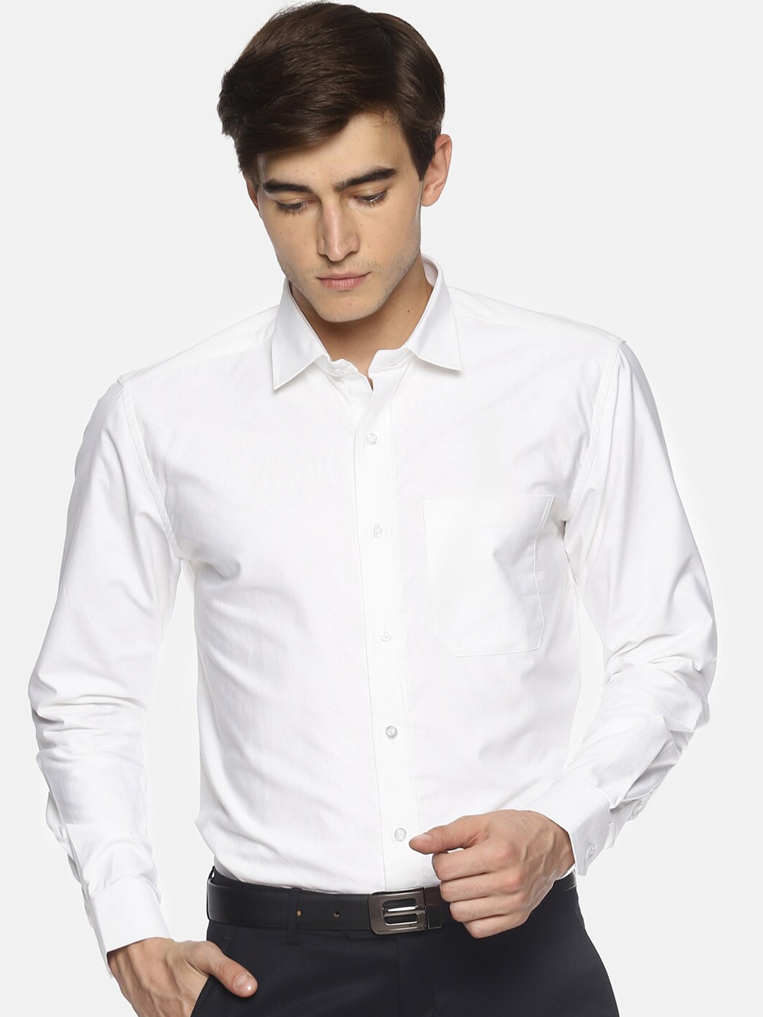 

OBOW Men White Classic Pure Cotton Formal Shirt