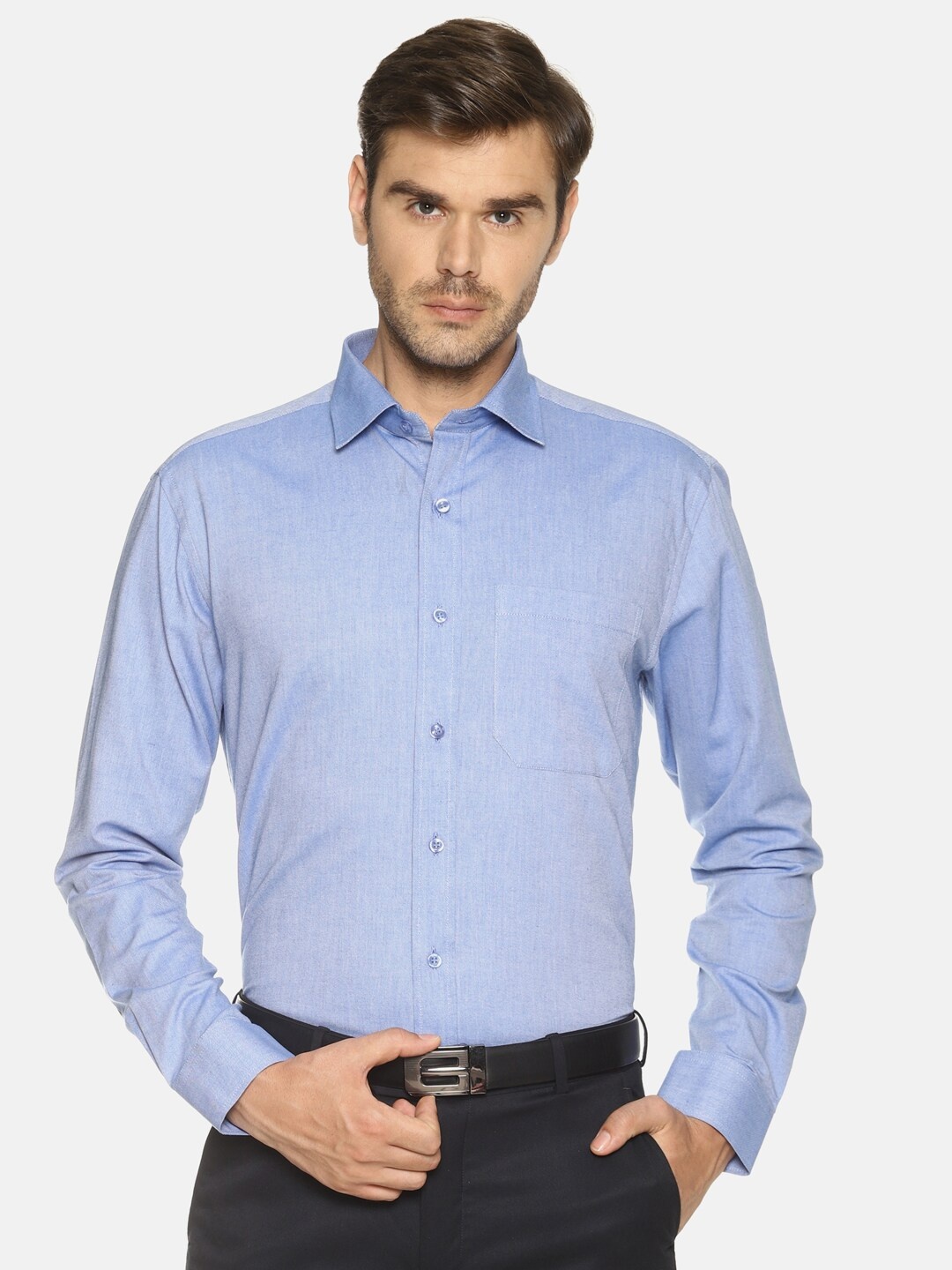 

OBOW Men Blue Classic Pure Cotton Formal Shirt