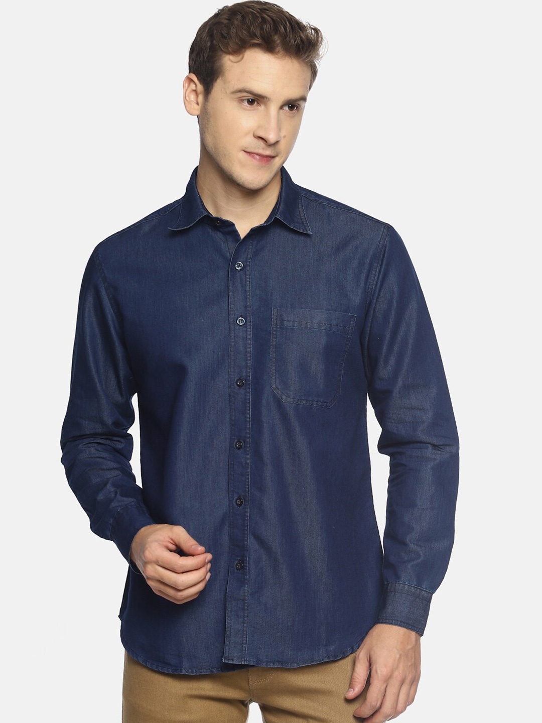 

OBOW Men Blue Classic Semiformal Shirt