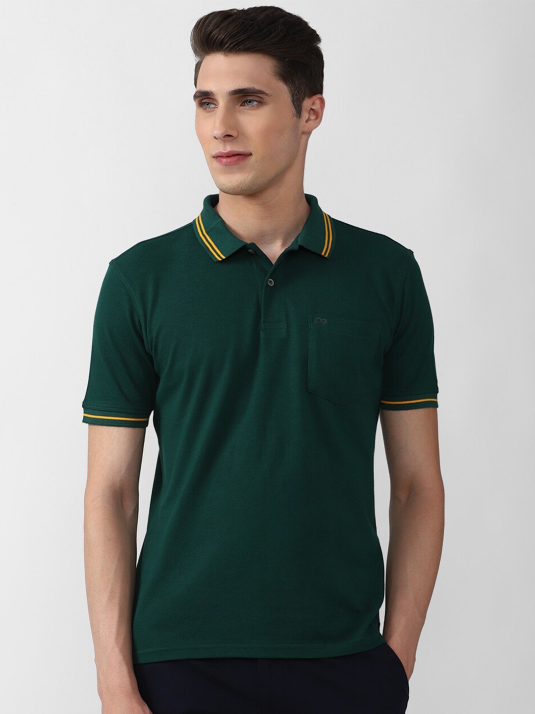 

Peter England Casuals Men Green Polo Collar T-shirt