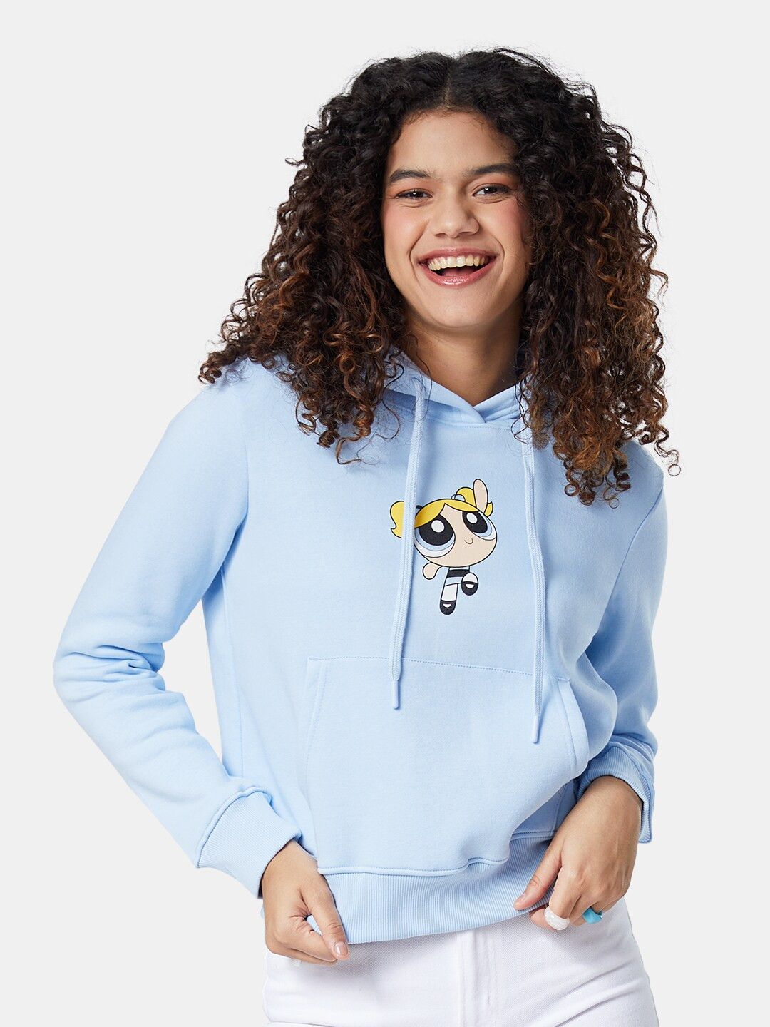 

The Souled Store Women Blue Powerpuff Girls Printed Hooded Sweatshirt