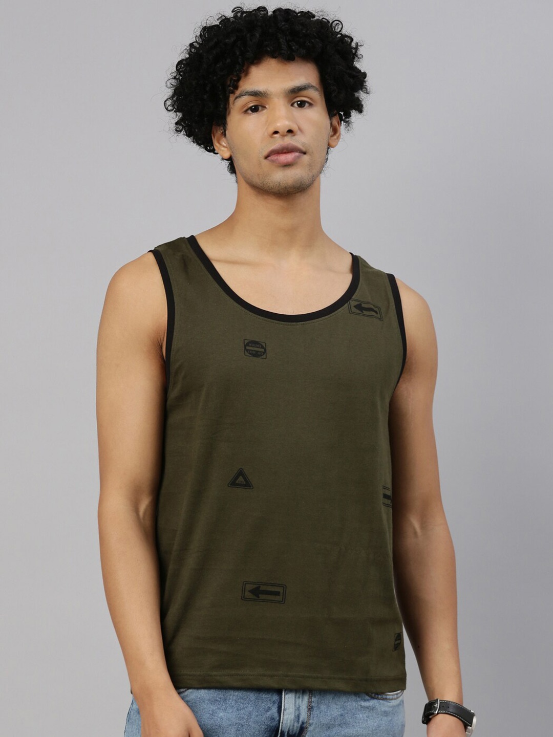 

Kryptic Men Olive Cotton Green T-shirt