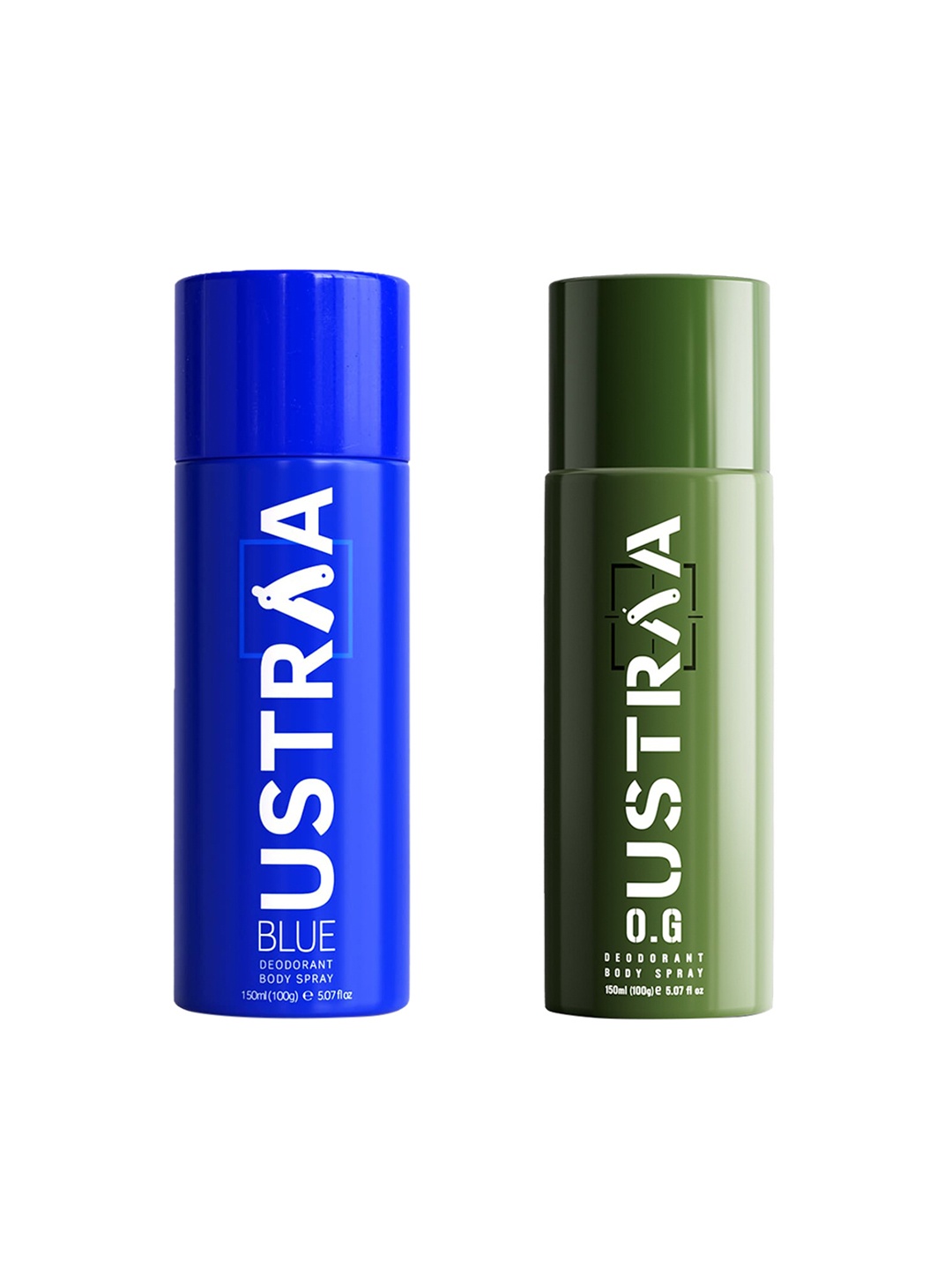 

Ustraa Men Set of Blue & O.G Odour-Free Deodorant Body Spray - 150 ml Each, Green
