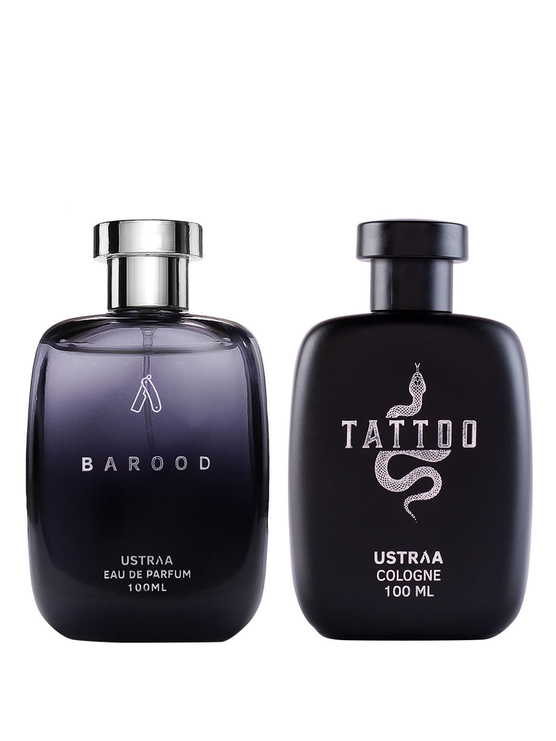 

Ustraa Men Set of Tattoo Cologne & Barood Eau De Parfum - 100 ml Each, Black