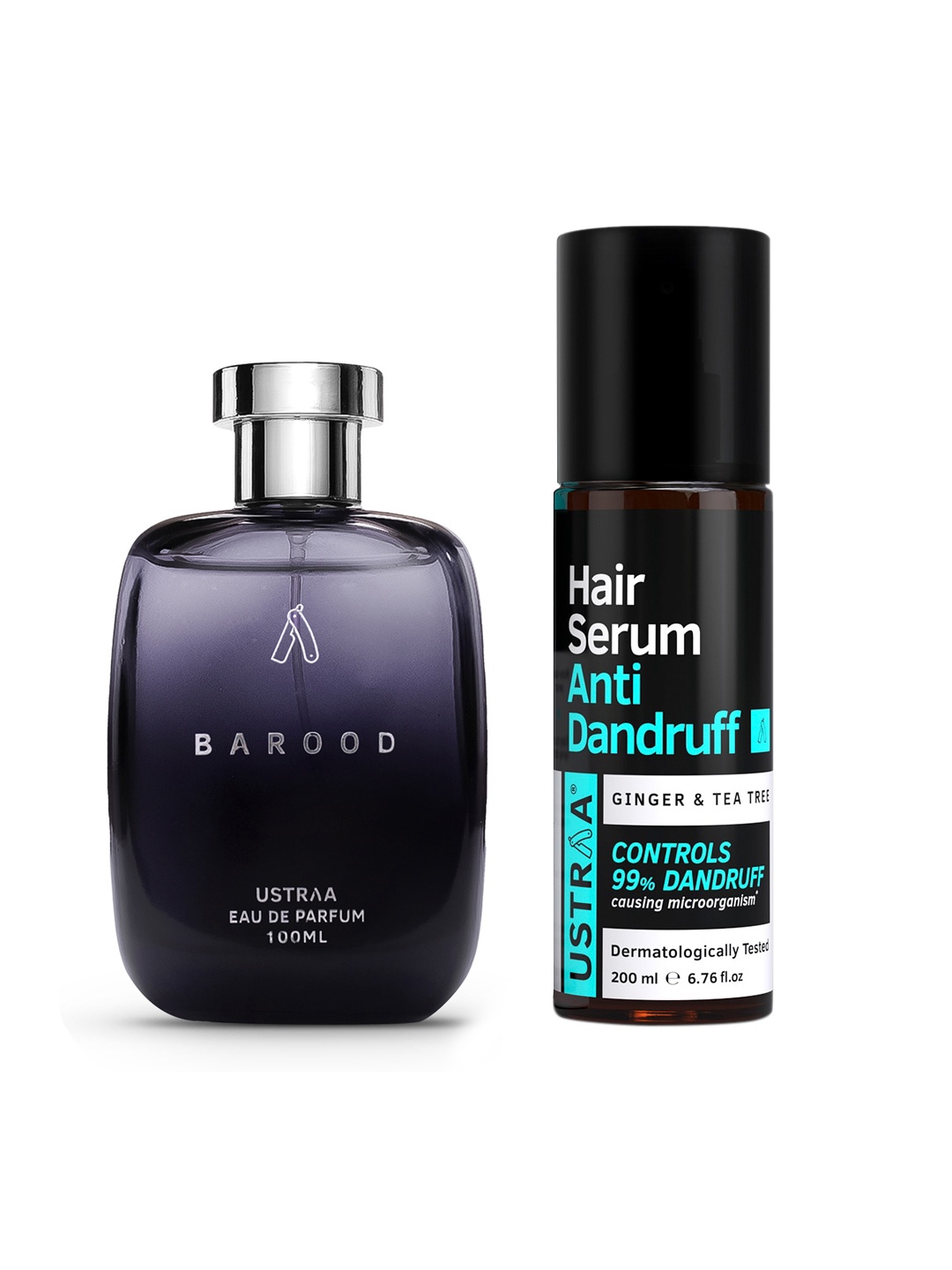 

Ustraa Men Set of Anti-Dandruff Hair Serum 200ml + Barood Eau De Parfum 100 ml, Black