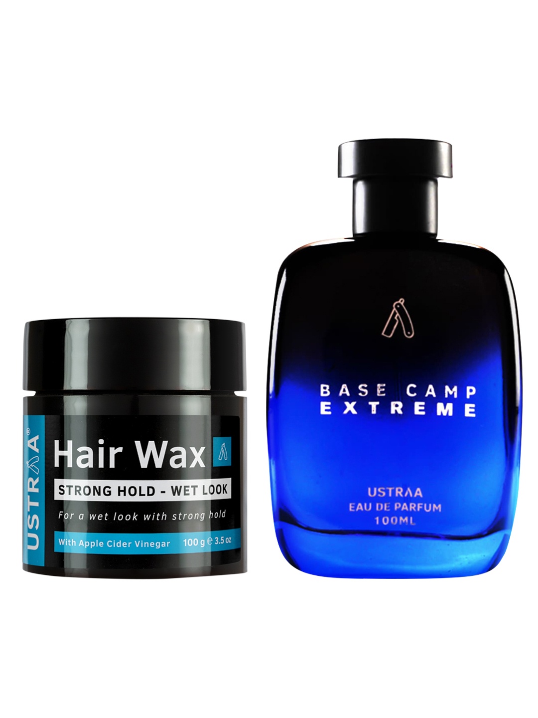 

Ustraa Men Set of Base Camp Extreme EDP 100 ml + Strong Hold Wet Look Hair Wax 100 g, Blue