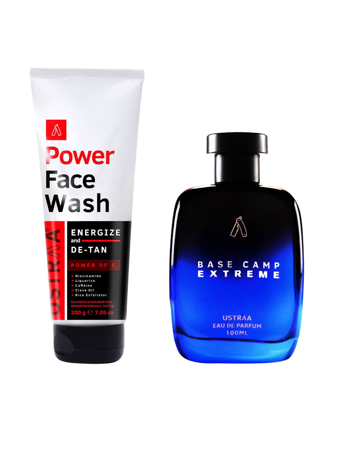 

Ustraa Set Of Men Base Camp Extreme Eau De Parfum 100ml & Power Face Wash To Energize 200g, Blue