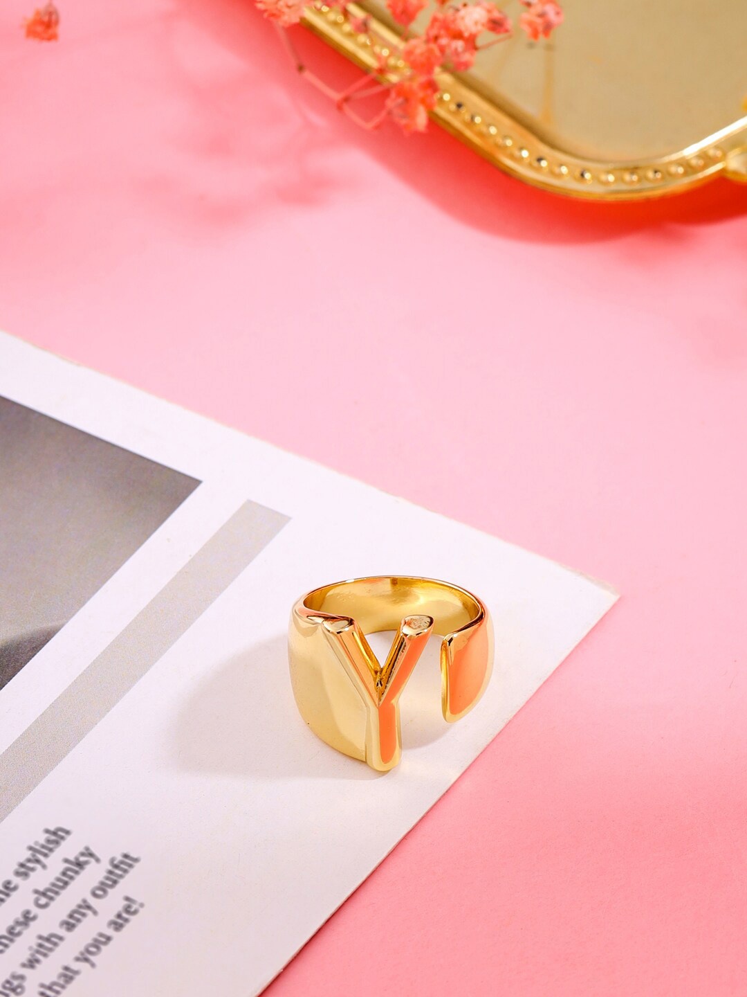 

Mitali Jain Gold-Plated Y Shaped Finger Ring