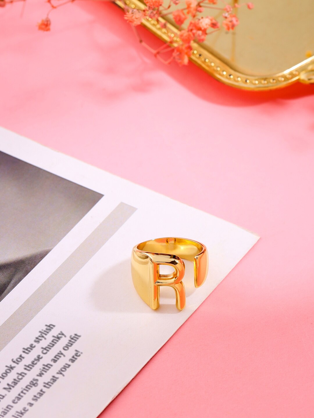 

Mitali Jain Gold-Plated Initial R Finger Ring