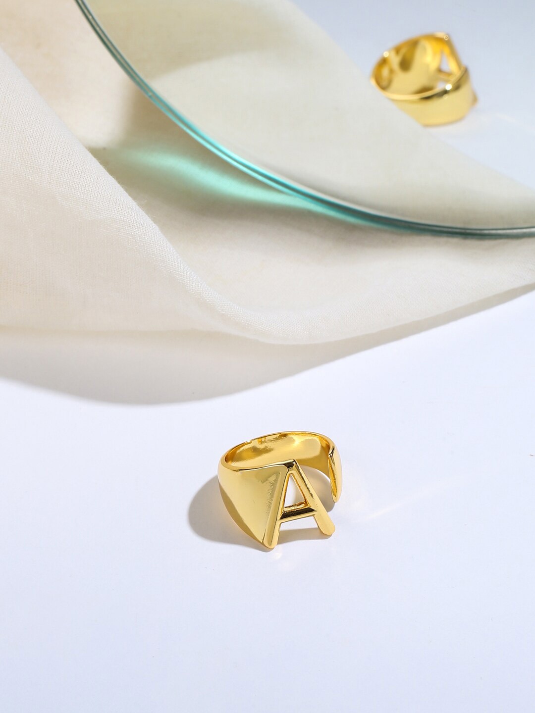 

Mitali Jain Gold-Plated A Initial Adjustable Finger Ring