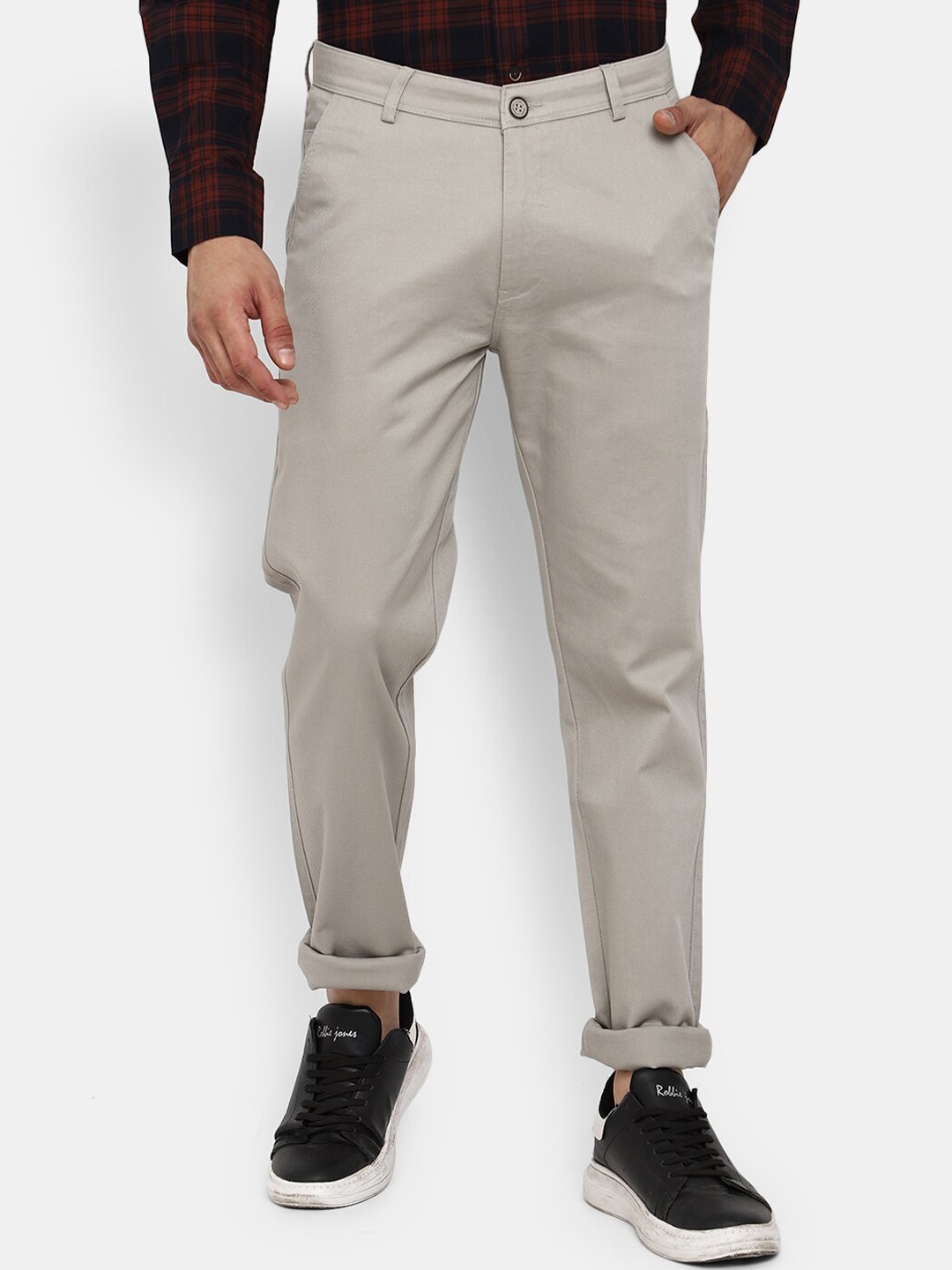 

V-Mart Men Classic Cotton Slim Fit Trousers, Taupe